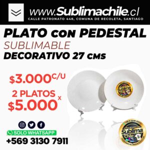 Plato Blanco Decorativo Sublimable 27 cm