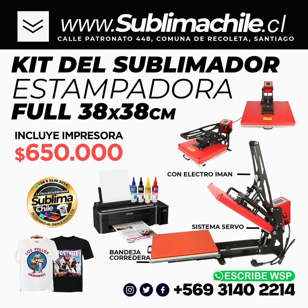 Kit de Sublimación: Estampa Semiautomática 38x38 + Impresora