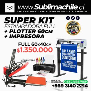 Kit del Sublimador N°9 - Estampadora Semiautomática 60x40cm + Impresora (incluye tinta y papel) + Plotter de Corte Profesional 60cm