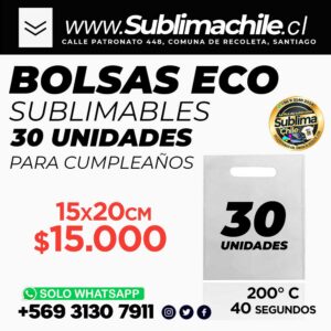 Bolsas Eco TNT Sublimables 15x20 cm - Pack 30 Unidades