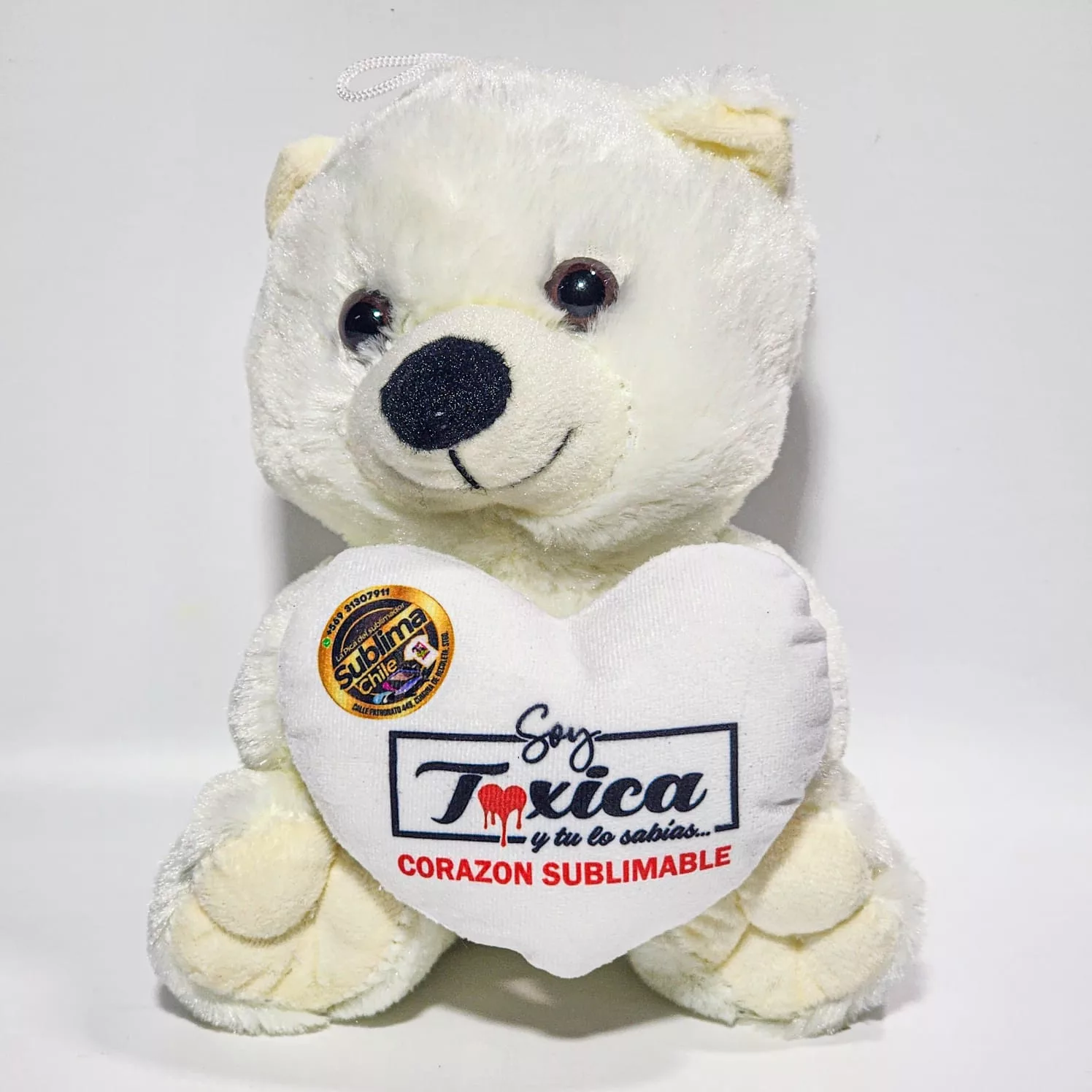 Oso de peluche pequeño con corazón sublimable 21cm - Imagen 2