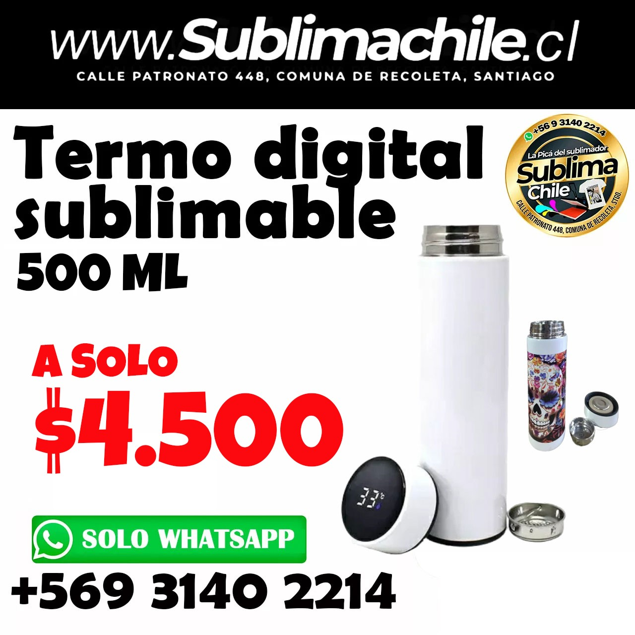 Termo digital sublimable 500ml - Imagen 3