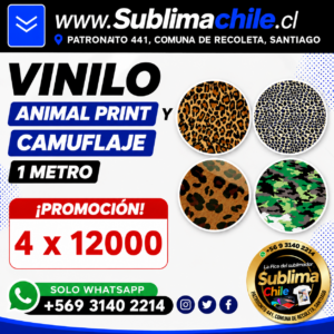 Promoción Vinilo Textil ANIMAL PRINT y CAMUFLAJE - 4 en $12.000