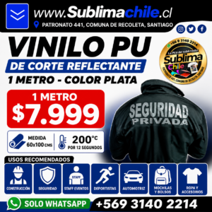 Vinilo PU Reflectante Plateado 60x100 cm