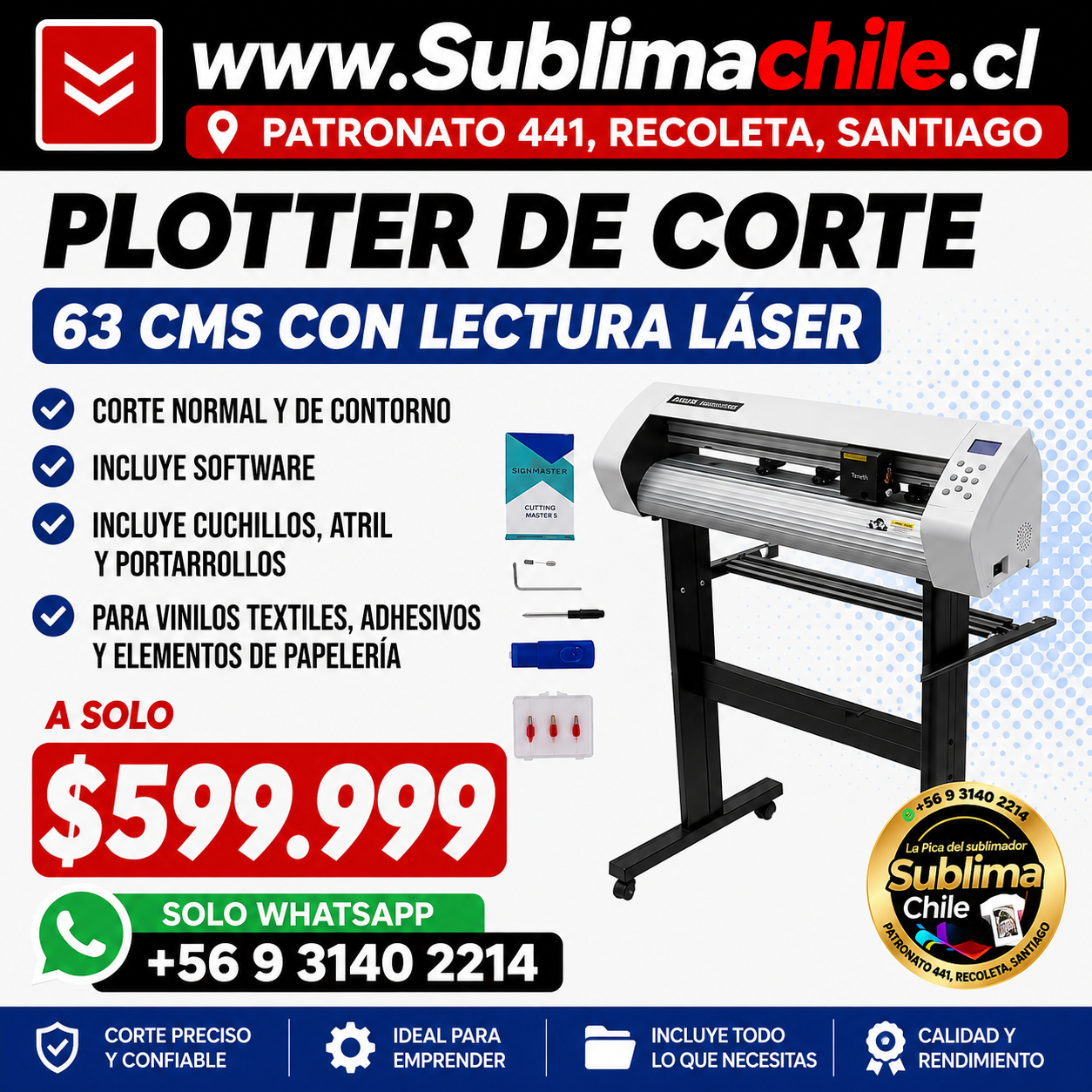 Plotter de Corte 63 cm con lector láser Teneth t24A