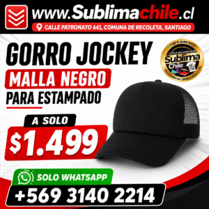 Gorro Jockey Malla Negro para Estampado