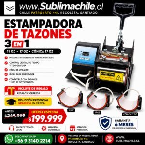 Máquina Estampadora de Tazones 3 en 1 para Sublimación