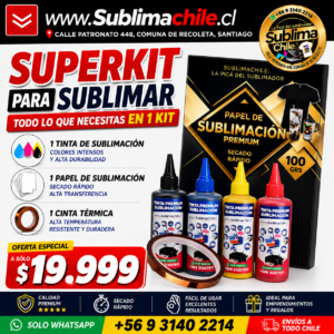 Super Kit para Sublimar con 4 Tintas, 100 Hojas y Cinta Termica