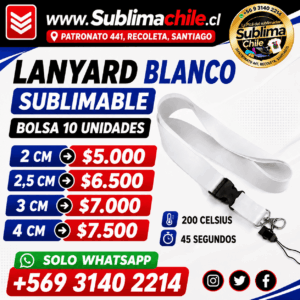 Lanyard Sublimable 10 unidades 3 cm de ancho