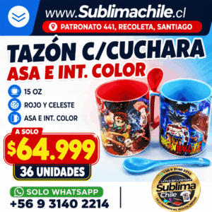 Tazones Sublimables de Colores 11 oz con Cuchara