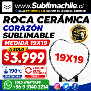 Roca Corazón Sublimable 19x19 cm