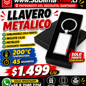 Llavero Metálico Sublimable con Cajita