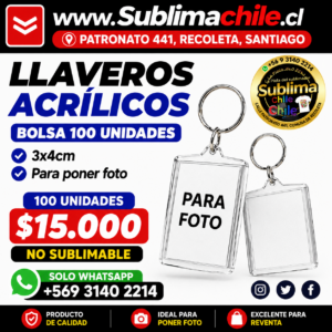 LLavero de acrilico Porta foto - 100 unidades