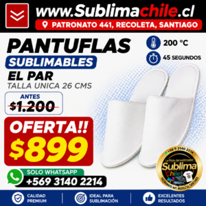 Pantuflas Sublimables Talla Única - 26 cm