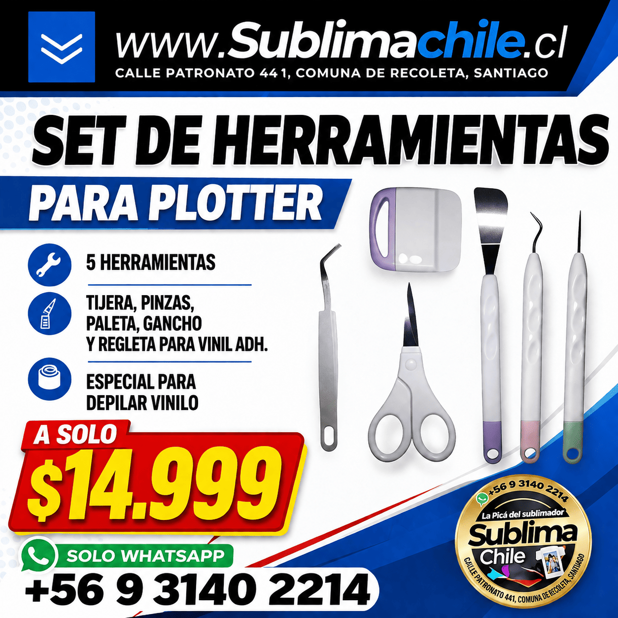 Set de Herramientas para Plotter – Kit de 5 Herramientas para Vinilo