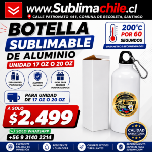 Botella de Aluminio Sublimable 600 ml