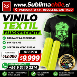 Vinilo Textil Fluorescente 60x100 cm que Brilla en la Oscuridad