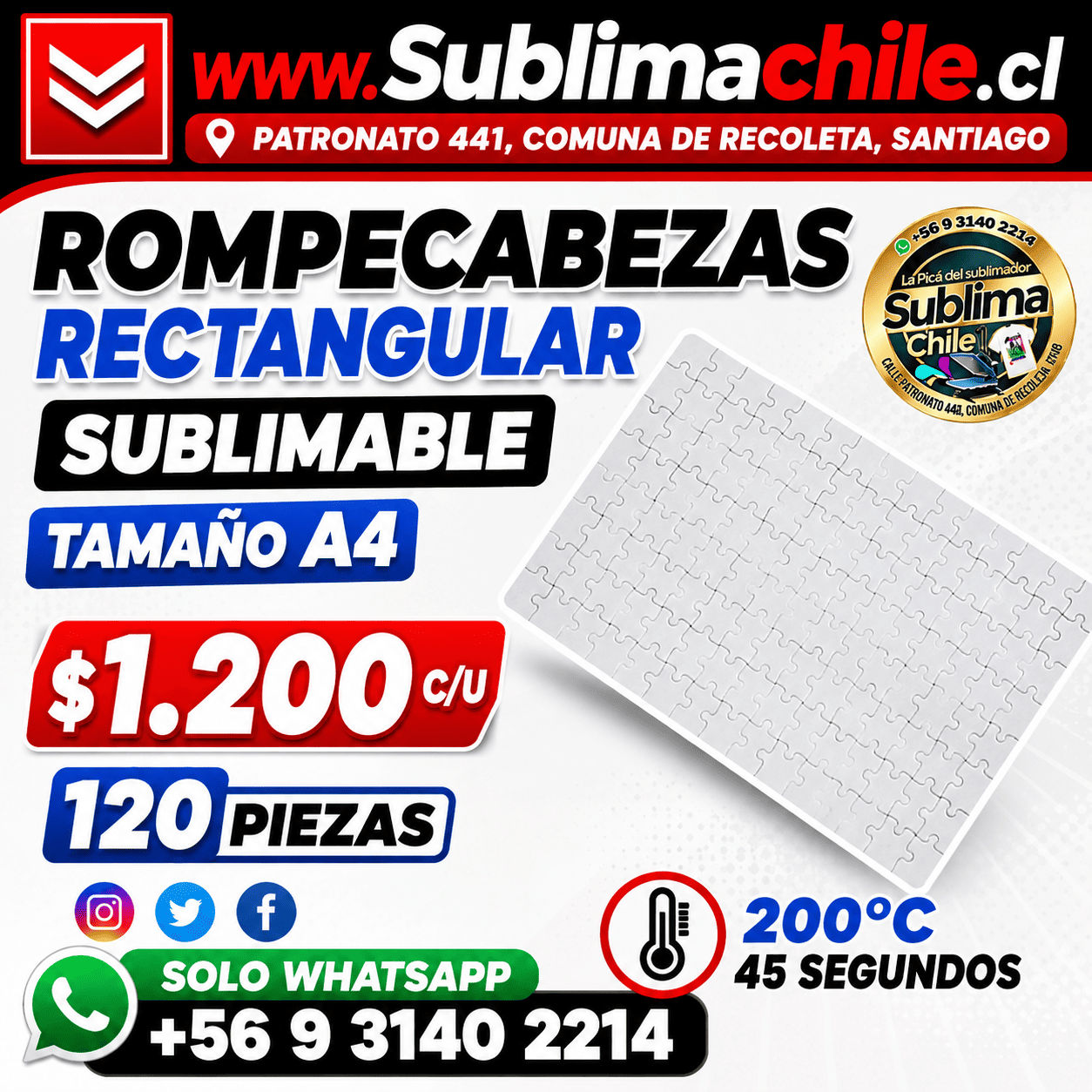 Rompecabezas A4 para Sublimar 29x20 cm