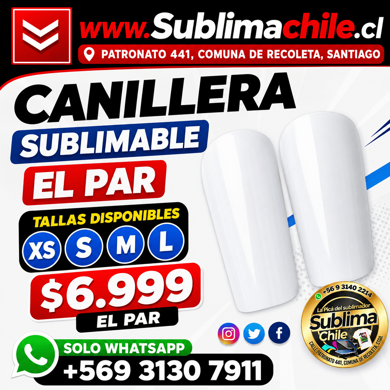 Par de Canilleras para Sublimar