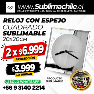 Reloj Espejo Sublimable 20x20