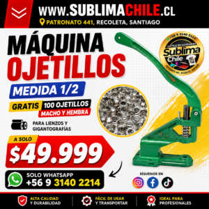 Máquina Ojetilladora + Matriz 1/2 (Media pulgada) + 100 Ojetillos