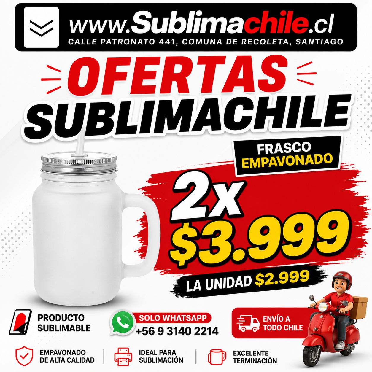 Frasco Empavonado Sublimable con Bombilla - Pack 2 Unidades