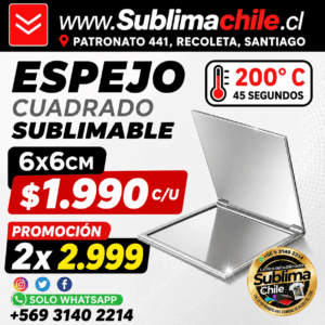 Espejo Cuadrado Sublimable 6x6