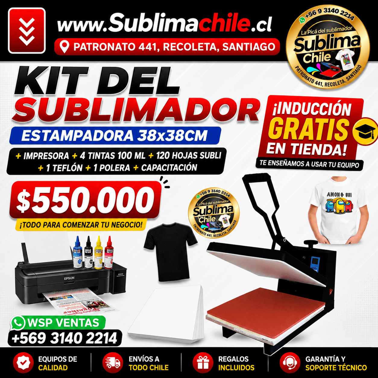 Kit del Sublimador 1: Impresora + Maquina estampadora 38x38