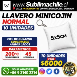 Llavero Mini Cojín Sublimable - 10 und.