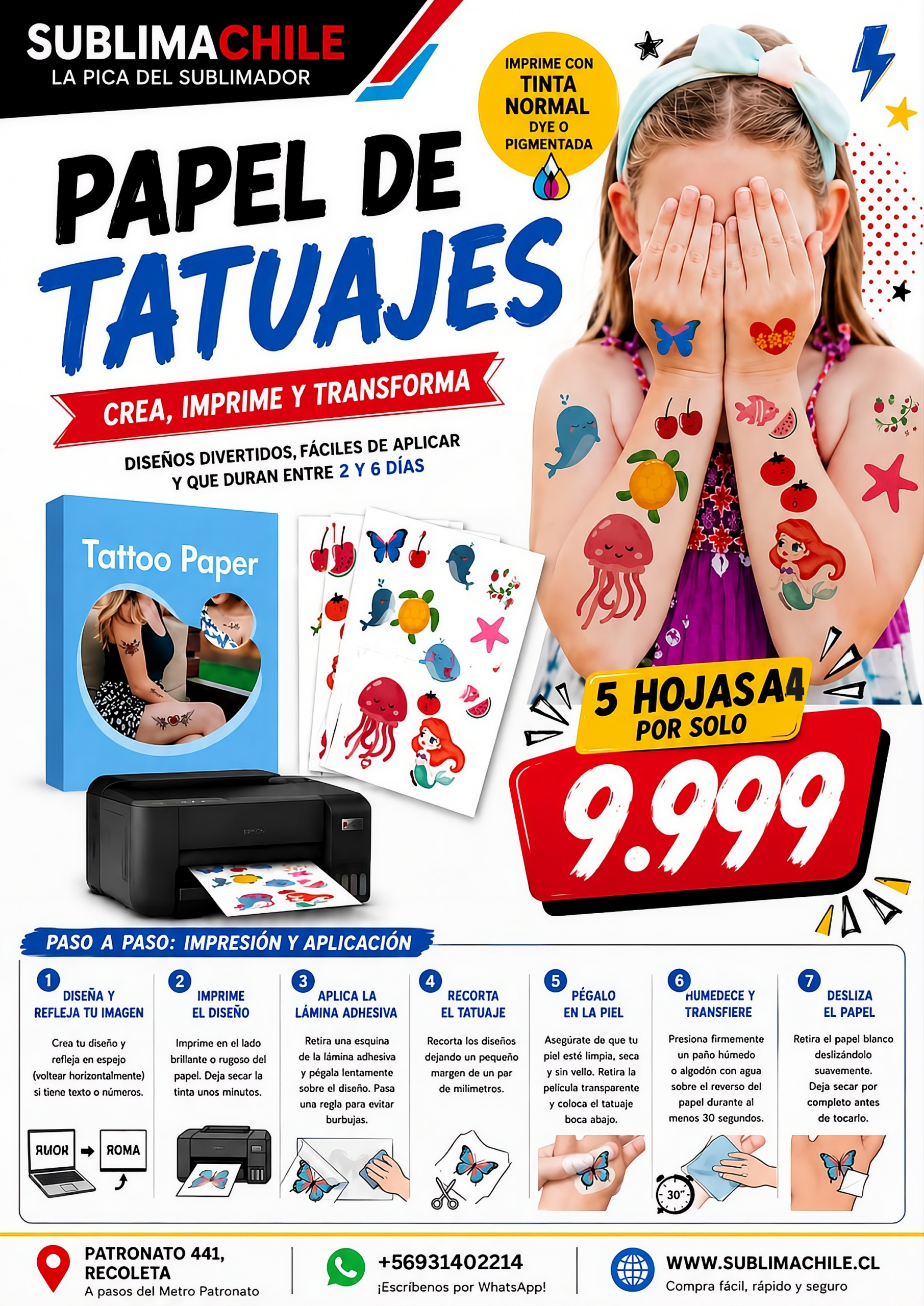Papel para Tatuajes Temporales A4 - Pack 5 Hojas - Imagen 2