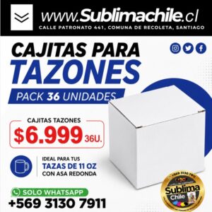 Cajitas para Tazones 11 oz Pack 36 Unidades | Cajas para Tazas Sublimadas | Sublimachile