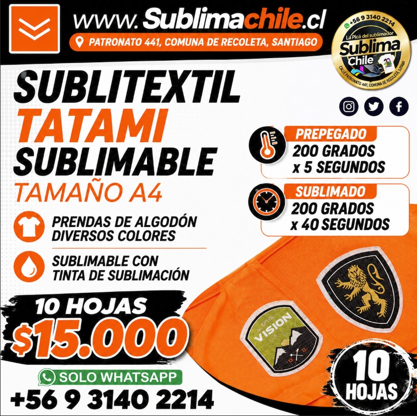 Sublitextil Tatami para Sublimar en Algodón o Poliester A4