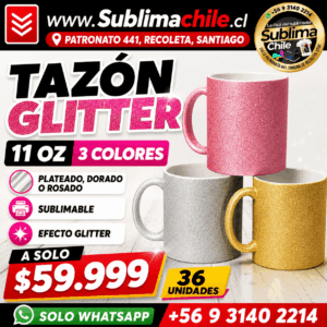 Tazones Glitter sublimables 11 Oz 36 unidades