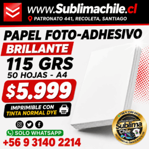 Papel Fotografico Adhesivo 115gr A4 - 50 hojas