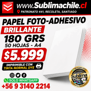 Papel Foto Adhesivo Brillante 180 Grs A4