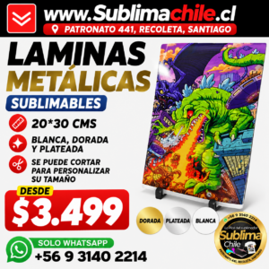 Lamina de Aluminio Sublimable 20x30 cm
