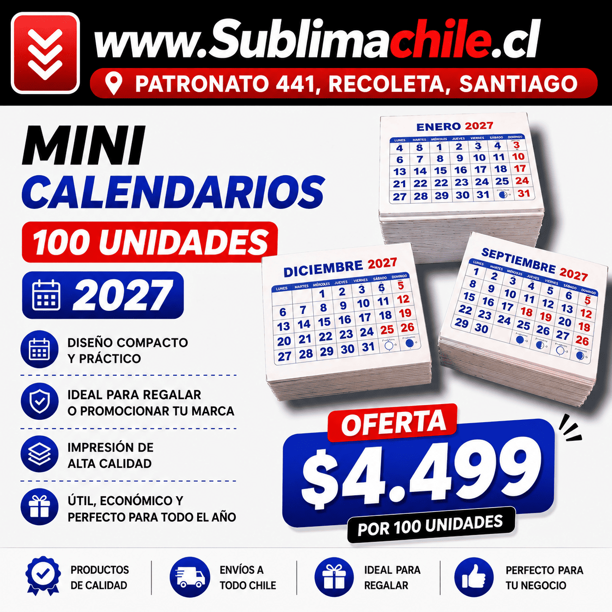 Mini Calendarios 2027 100 unidades