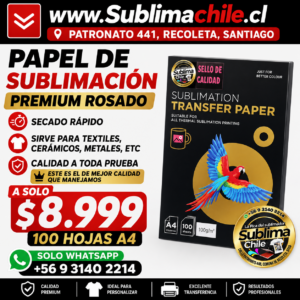 Papel de Sublimación Rosado A4 Secado Rápido