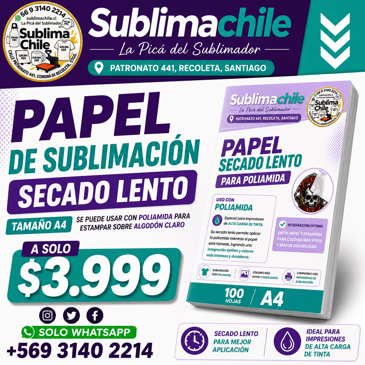 Papel Secado Lento para sublimar con Poliamida