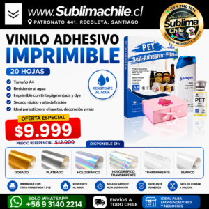 Vinilo Adhesivo Imprimible A4 Resistente al Agua – Pack 20 Hojas