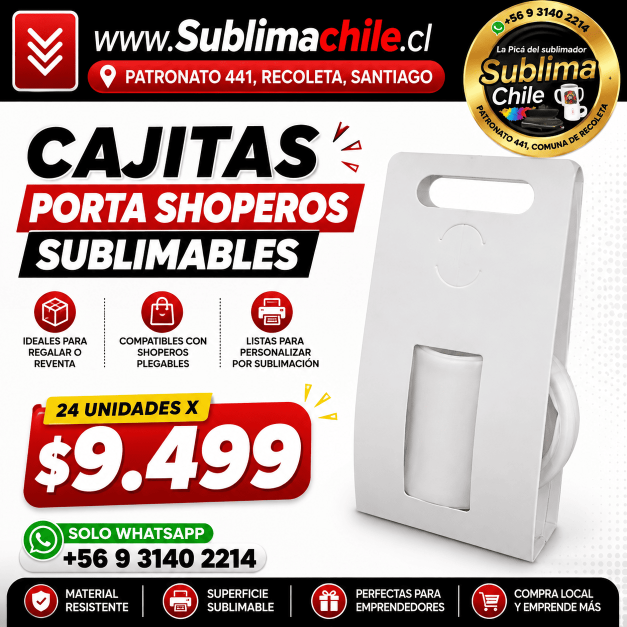Porta Shoperos Sublimables - Pack 24 Unidades
