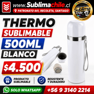 Termo Bala 500 ml Sublimable con Tapa Metálica
