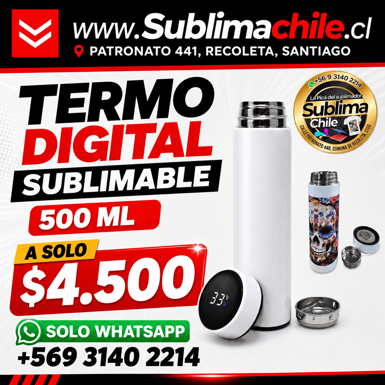 Termo digital sublimable 500ml
